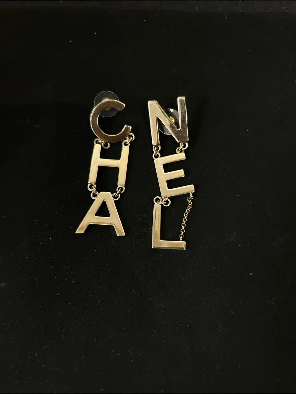 Chanel Gold Letter Drop Earrings - CHANEL Style